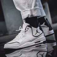 耐克（NIKE）官方艦店男鞋新款運動(dòng)鞋AIR FLIGHT 89 AJ氣墊緩震復古休閑籃球鞋 白色 AR1000-100 45