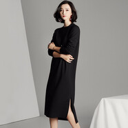品彩 PinCai 2021年秋季中長款時尚毛衣女韓版寬松針織衫套頭連衣裙女潮 PW09CQ070 黑色 均碼