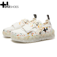 OTZSHOES女鞋丑萌帆布鞋情侶厚底小白鞋板鞋秋季果凍鞋 白花色 39 