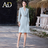 AD正式場(chǎng)合連衣裙女氣質(zhì)時(shí)尚西服裙子OL通勤輕奢職業(yè)裝夏季 藍色連衣裙 2XL