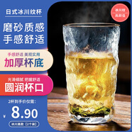 順富美冰川杯玻璃杯日式冰川紋高顏值加厚漸變色酒杯茶杯飲料杯咖啡杯 冰川高款【2個(gè)裝】