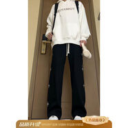 威覺(jué)美式hiphop休閑褲子男星星秋冬季街舞衛褲寬松直筒垂感運動(dòng)長(cháng)褲 黑色-酷尚特A3018 L