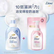 多芬（Dove）泡泡沐浴露白桃櫻 奶香400ml+補充袋160ml