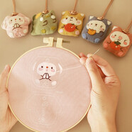 哈尼手工（HoneyDIY）哈尼刺繡手工情侶平安符汽車掛件平安福禮物 桃花朵朵（含繡繃）