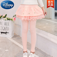 迪士尼（Disney）女童裙褲洋氣假兩件秋冬加絨打底褲中大兒童外穿保暖靴褲加厚褲子 ~蕾絲春秋款粉色(不加絨)~ 140 (建議身高130左右)