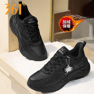 361°靈瓏|跑鞋女舒適輕便網面透氣休閑鞋春秋季減震耐磨防滑運動鞋女 曜石黑（加絨款） 38