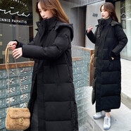 KANJOOP棉服棉衣女韓版寬松新款冬裝外套長款過膝加厚棉襖女 黑色 均碼 (90) 請?zhí)峁┚唧w尺碼信息以確保準(zhǔn)確性