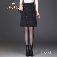 OKOJ品牌定制包臀半身裙女毛呢冬季格子小個(gè)子氣質(zhì)時(shí)尚小香風(fēng)a字裙 方格子 27