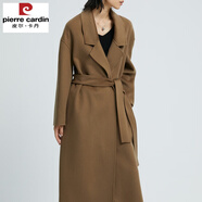 皮爾卡丹（pierre cardin）秋冬新款羊毛超長款雙面羊絨大衣女時尚過膝黑色毛呢外套長款 160以下的小個子女生建議拍短10C L 現(xiàn)貨 適合160斤