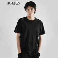 MARKLESS 【液氨柔順】純棉男士T恤夏季干爽短袖TXB0635M 星空黑 XXL 