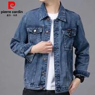 皮爾卡丹（pierre cardin）純棉藍(lán)色牛仔外套男水洗彈力男士夾克寬松潮流大碼印花牛仔衣褂子 藍(lán)色J16【有內(nèi)袋】 XL 體重【128-140斤】