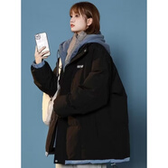 尚簡紛2025連帽棉衣假兩件冬季加厚棉服女潮牌ins港風(fēng)百搭休閑外套情侶 港文化my20黑色 M