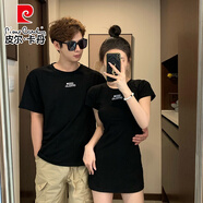皮爾卡丹（pierre cardin）不一樣的情侶裝夏裝短袖t恤2025新款潮牌disoo高端感套裝一衣一裙 男黑色T恤+女黑色裙子 M 男+女M