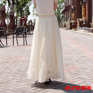 瑪菲萱雪紡半身裙女夏中長(cháng)款裙子720度舞蹈長(cháng)裙波西米亞8米大擺春夏沙灘 (米白色) 2XL 裙長(cháng)100厘米
