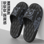 安尚芬夏涼拖鞋男時(shí)尚戶外穿運(yùn)動(dòng)居家舒適浴室防臭防滑軟底拖鞋女情侶鞋 黑色（XX熊) 42-43 【適合41-42