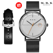 M.B.K美國品牌進(jìn)口手表男士全自動(dòng)機械男表3D鏡面商務(wù)休閑防水男士腕表 M1002G-P59WET槍殼灰面黑網(wǎng)帶
