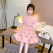 溜溜蛙女童夏裝連衣裙春夏秋季兒童公主裙子洋氣新款韓版大童裝女孩衣服 粉色 夏裝 120 建議身高1.1米左右