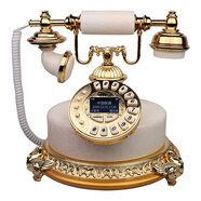 金順迪富貴和平 歐式時(shí)尚復(fù)古電話機(jī)美式玉石仿古電話座機(jī)老式家用辦公電話 金白色按鍵款(插全網(wǎng)通卡)