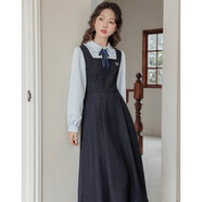 韓曼蕊【秋尚新】音樂(lè)生聲樂(lè)播音藝考演講比賽服裝女學(xué)生主持人禮服學(xué)院 藏藍(lán)色 S