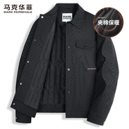 馬克華菲【棋盤格】翻領休閑夾克男2025春秋新款潮流易打理防風外套 黑色-夾棉款 L /175