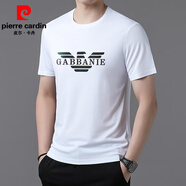 皮爾卡丹（pierre cardin）桑蠶絲短袖T恤男士夏新款時(shí)尚潮流圓領(lǐng)薄款輕奢高檔短袖百搭男裝 白色 L