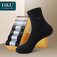 HKU襪子男士襪子春夏季抗菌防臭襪子休閑商務(wù)襪男薄消臭中筒襪男棉襪 春夏款（6雙白色） 均碼(38-44碼)