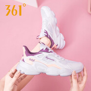 361°女鞋運動鞋女跑步鞋網(wǎng)面老爹鞋夏秋季款透氣潮皮面休閑鞋旅游鞋R 361度白/氮氣紫6760F 35
