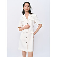 太平鳥(niǎo)女裝設計感夏季時(shí)尚鏤空連衣裙女生溫柔收腰 米色 M