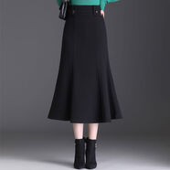 ZHZP輕奢感包裙新款2024秋冬穿氣質(zhì)魚(yú)尾裙毛呢裙半身裙身材顯瘦通勤穿 黑色 L 建議90-105斤