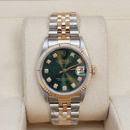 【二手99新】勞力士女表ROLEX日志系列18K黃金后鑲鉆自動(dòng)機械女士手表二手奢侈品腕表 68273祖母綠內鉆