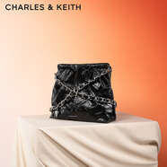 CHARLES&KEITH子母鏈條大容量流浪包托特包單肩斜挎包女包生日禮CK2-40671449 Noir黑銀 L
