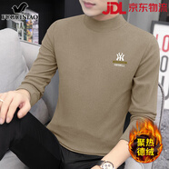 富貴鳥(niǎo)休閑長(cháng)袖t恤男士2024秋冬季新款德絨打底衫半高領(lǐng)衛衣男裝 220474駝色 2XL 【141-160斤】
