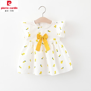 皮爾卡丹（pierre cardin）女童純棉連衣裙夏季兒童小女孩背心裙0到3歲女寶寶夏裝公主裙子 淺黃色小兔蘿卜 73 cm(73cm)
