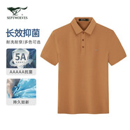 七匹狼【涼感抗菌】短袖T恤男夏季商務(wù)休閑翻領(lǐng)純色polo體恤衫男裝上衣 608(桔黃)-長效抑菌6137 L 170/88A