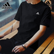 阿迪達斯 （adidas）運動(dòng)套裝男裝25夏季透氣快干跑步休閑黑色T恤衫短袖寬松短褲中褲 IC9282-上裝-需單獨購買(mǎi) 2XL