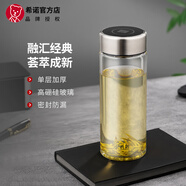 希諾玻璃杯單層加厚大容量辦公家用便攜車(chē)載輕奢泡茶水杯男家用透明杯 商超款小熊杯蓋-530ML-本色