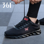 361°男鞋跑步鞋運動(dòng)鞋男秋季休閑鞋皮面款旅游鞋子361度時(shí)尚軟底跑鞋R 烏黑色/熔漿紅2266（網(wǎng)面） 46