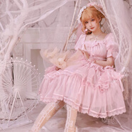 愷吉銳全款現貨ita短袖連衣裙原創(chuàng  )正版洛麗塔夏季花嫁華麗法式甜美裙 淺粉色 尾巴+大蝴蝶結+蝴蝶 L