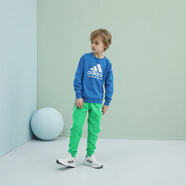 阿迪達斯 （adidas）兒童裝春內(nèi)搭圓領(lǐng)衛(wèi)衣運動長袖上衣  藍/白 116
