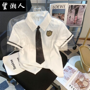 望湘人足浴足療工作服擺裙空姐裝女套裝性感沐足技師服酒店前JK學(xué)生制服 白襯衫+黑領(lǐng)帶 3XL訂閱店鋪有禮