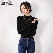 海青藍(lán)（CYANINE SEA）時(shí)尚百搭套頭針織衫女2023秋季新款小眾設(shè)計(jì)洋氣顯瘦打底衫女上衣 黑色 均碼（80斤-125斤）