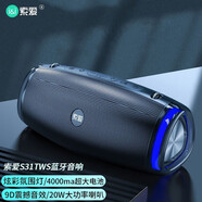 索愛（soaiy）S31便攜廣場舞戶外藍牙音響手提大音量家用重低音炮喇叭語音播報器炫酷黑電木吉他樂器音箱