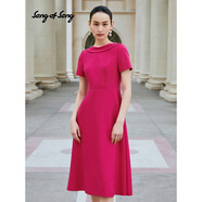 Song of Song歌中歌夏季霓虹紫真絲絲毛混紡蝴蝶結優(yōu)雅連衣裙 霓虹紫 M 38