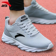 安踏男鞋運動(dòng)鞋跑步鞋2025冬季新款男子網(wǎng)面透氣輕便休閑鞋跑鞋健步鞋 霧灰/黑/安踏白-5521 44