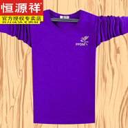 恒源祥男裝品新款男士T恤純棉寬松圓領(lǐng)大碼上衣 歐碼特大號肥佬t恤打 紫色 L建議120-140斤
