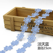 TTT彩色編織韓國(guó)肩帶文胸帶內(nèi)衣帶鏤空鉤花蕾絲花朵透明隱形花邊 淡天藍(lán) 花朵直徑約2.5cm【1米價(jià)】
