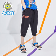大黃蜂童裝男童褲子2024年夏季兒童薄款七分褲新款中大童女孩寬松運(yùn)動褲 黑紅1602 150