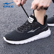 鴻星爾克（ERKE）男鞋運動(dòng)運動(dòng)鞋男2025年秋冬紅星網(wǎng)面透氣男士休閑跑步鞋子男 正黑/正白 42