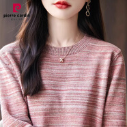 皮爾卡丹（pierre cardin）不起球純棉打底衫女秋冬寬松內搭毛衣洋氣2024新款圓領(lǐng)針織衫 粉夾米 S