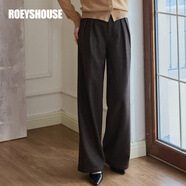 ROEYSHOUSE羅衣復(fù)古通勤高腰毛呢闊腿褲2025春季新款百搭深咖色休閑褲11523 深咖色 M
